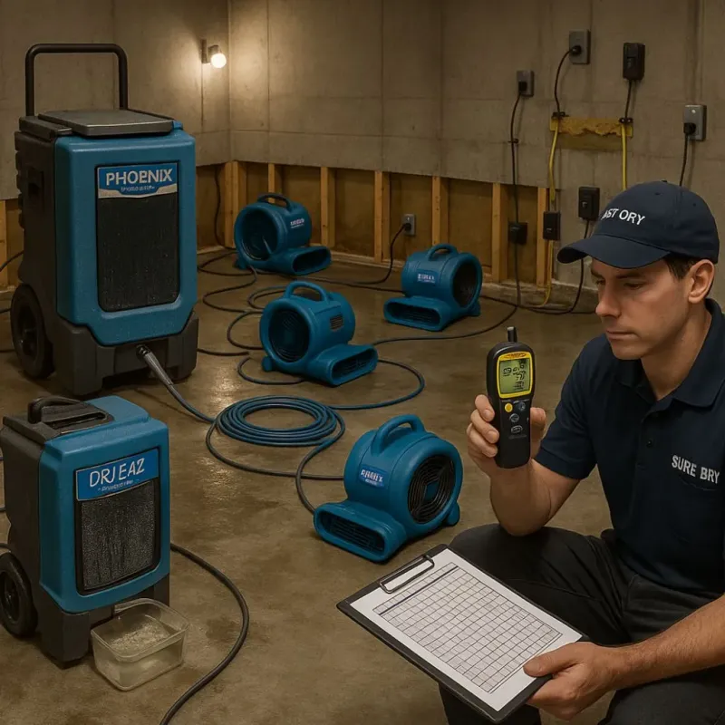 Structural Drying and Dehumidification process in Cornwall, PA
